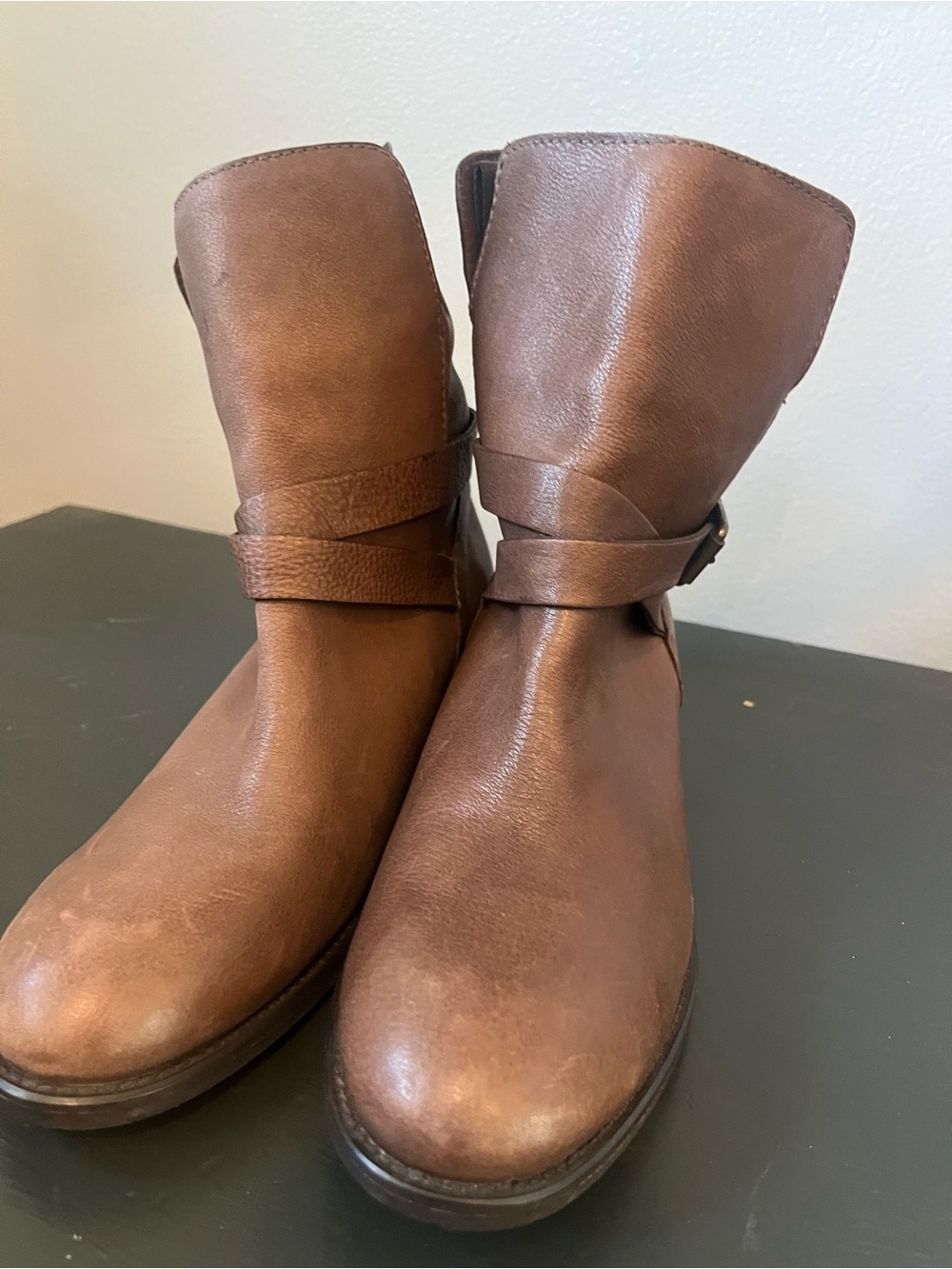 J.Crew Brown Leather Buckle Strap Ankle Boots Booties Size 8